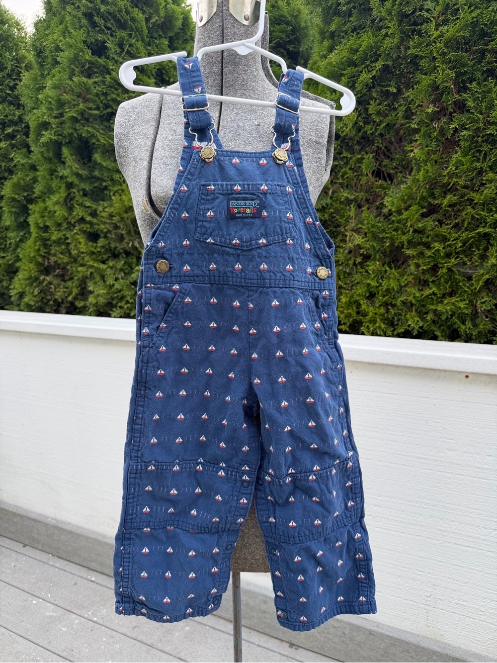 Vintage Lands End Roveralls Sailboat Overalls 3T Made in USA Nautical